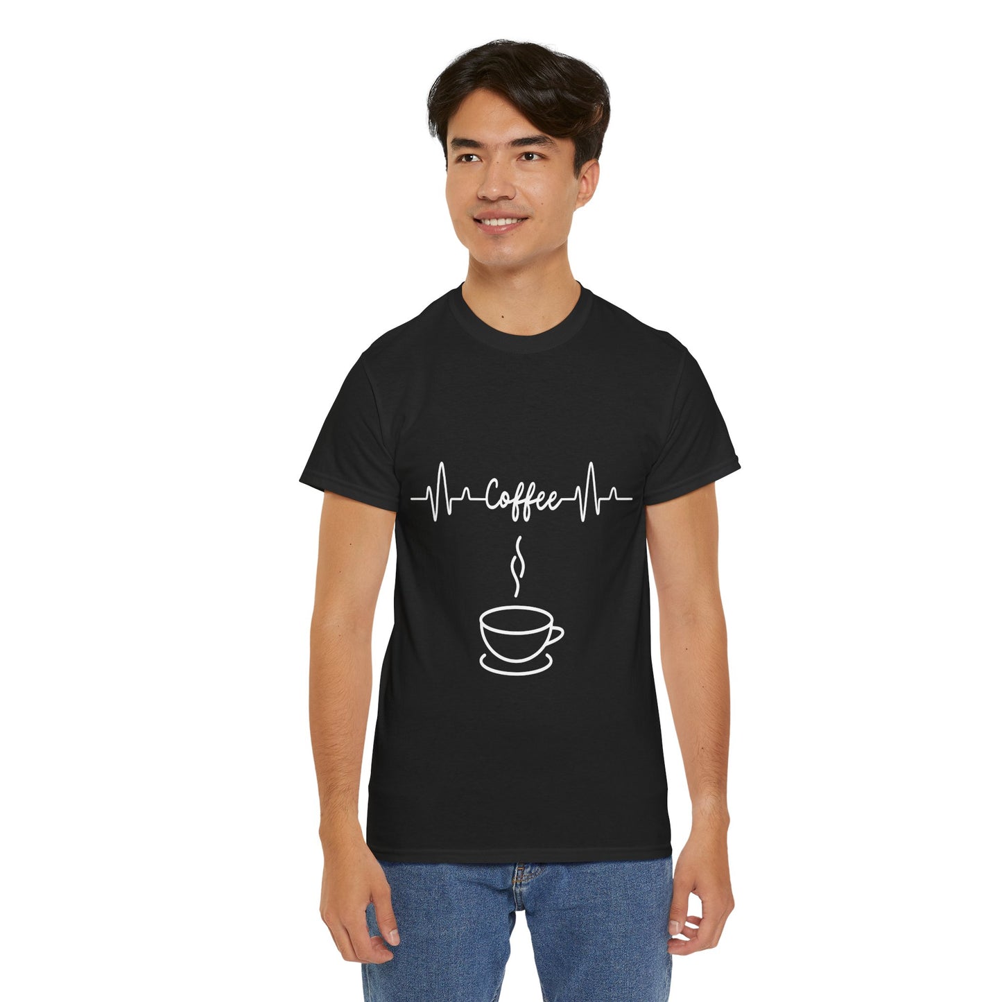 Coffee Heartbeat Unisex Heavy Cotton Tee - Perfect for Coffee Lovers