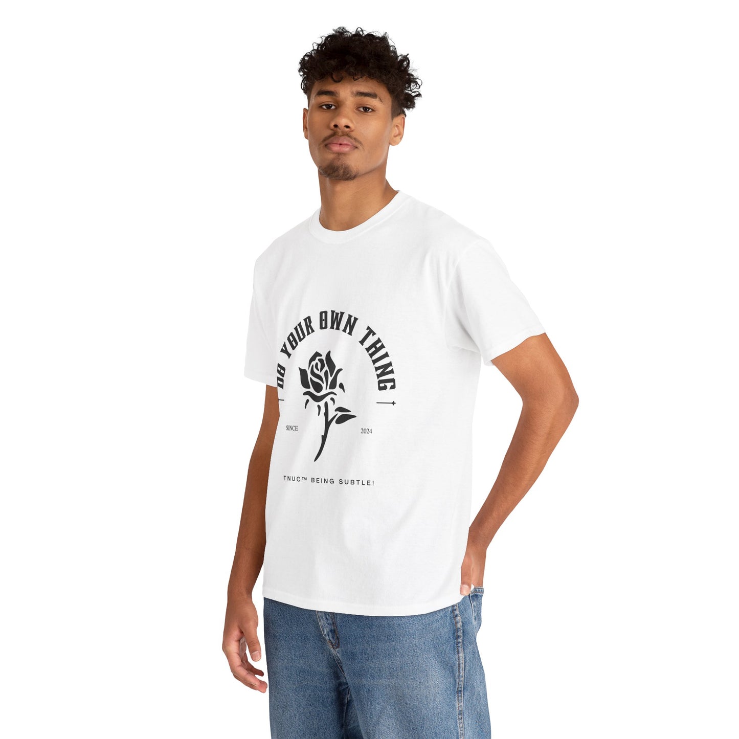 Inspirational Unisex Heavy Cotton Tee - "Do Your Own Thing" Black Rose Design