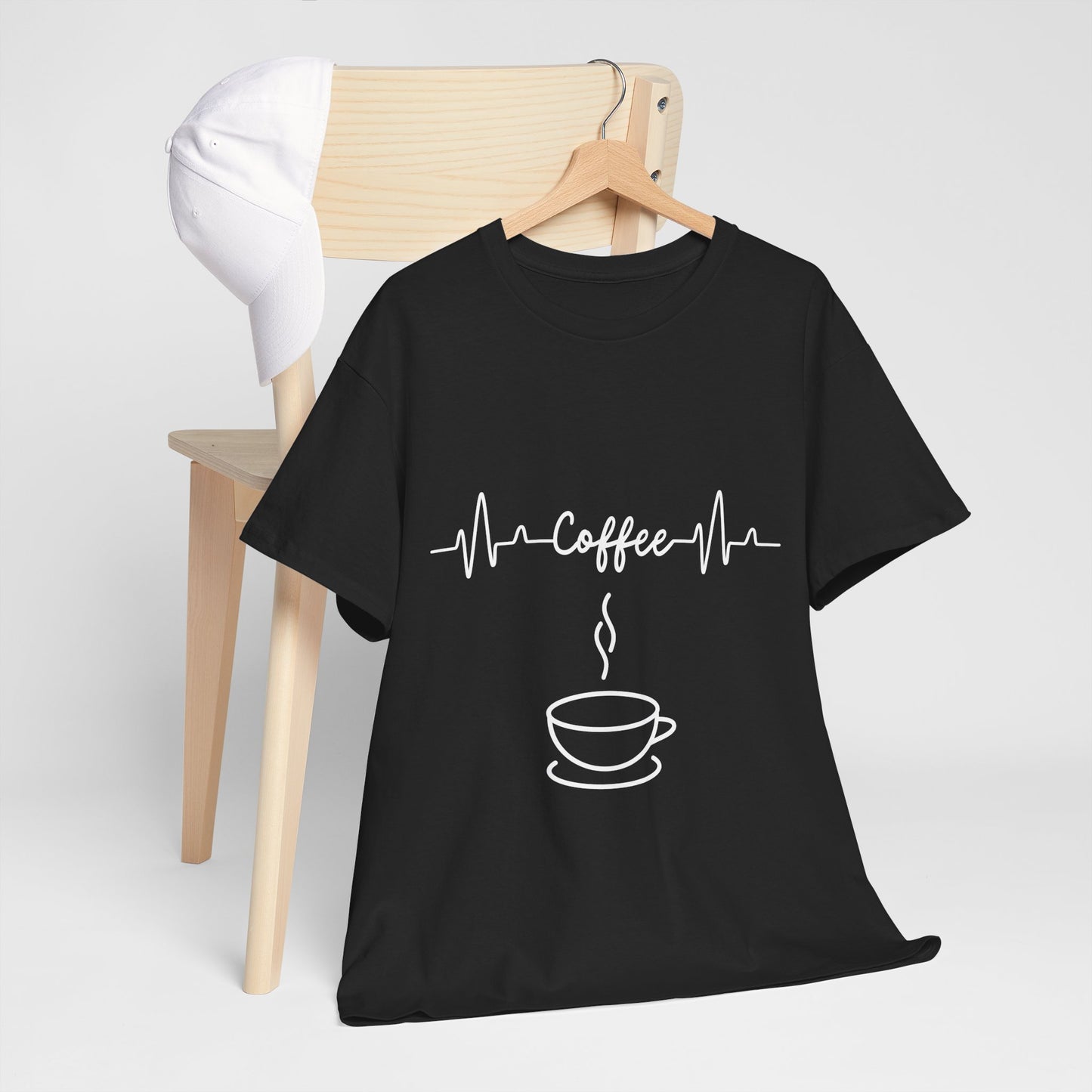 Coffee Heartbeat Unisex Heavy Cotton Tee - Perfect for Coffee Lovers