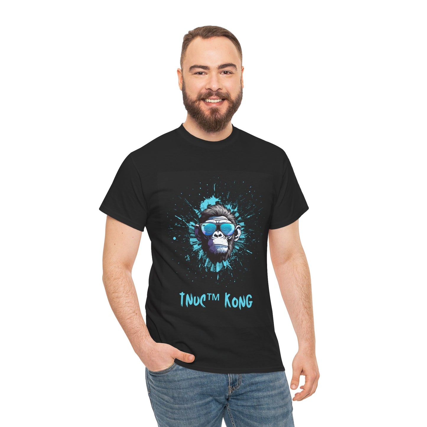 Trendy Unisex Heavy Cotton Tee - Funky Monkey Design for Casual Vibe