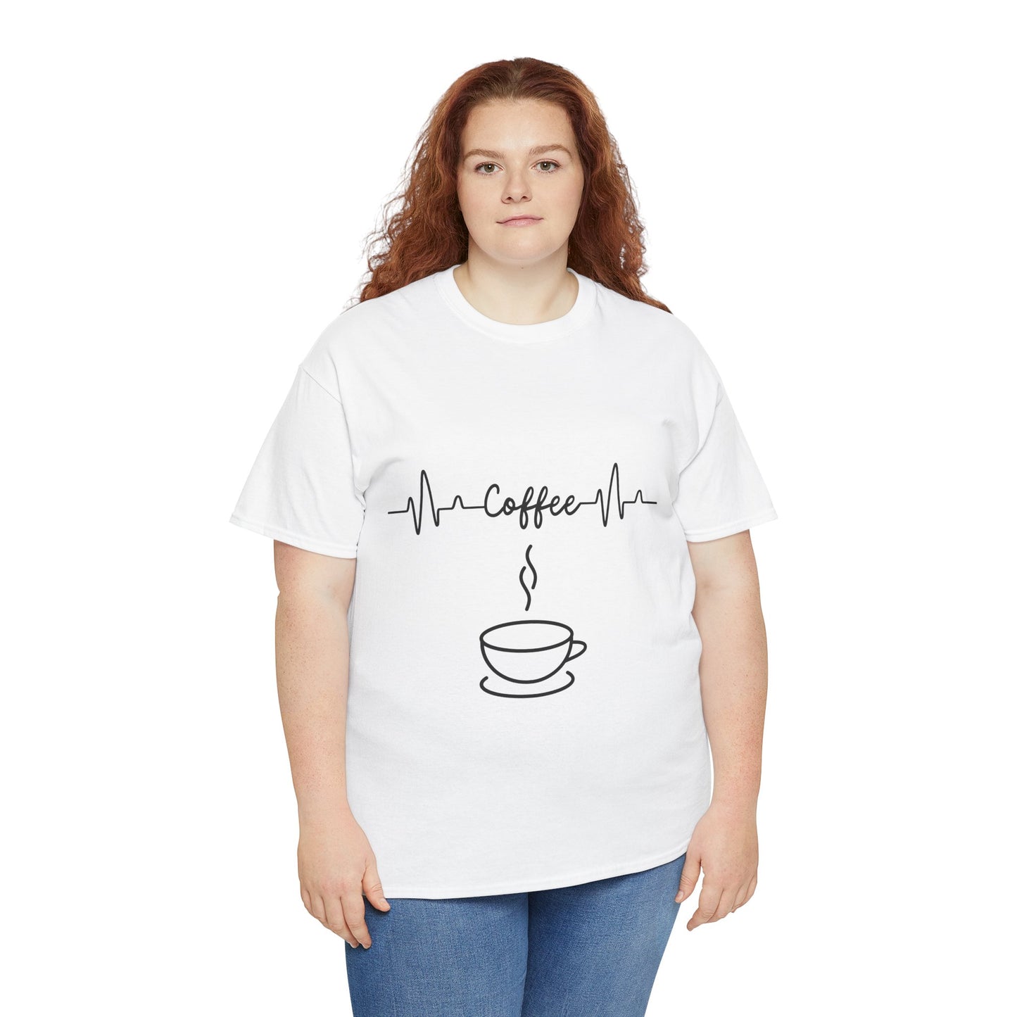 Coffee Heartbeat Unisex Heavy Cotton Tee - Perfect for Coffee Lovers