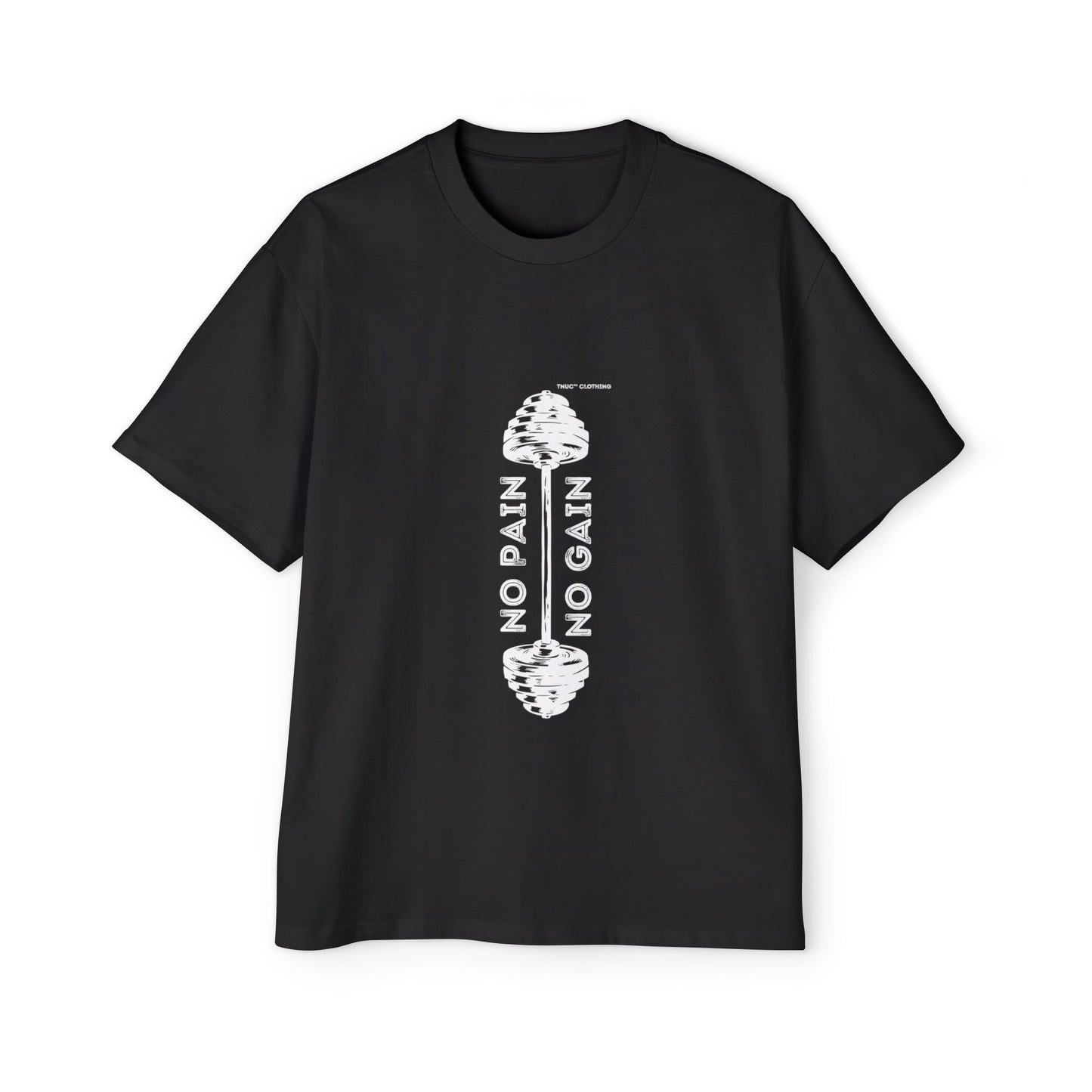 Men's Oversized Motivational Tee - 'No Pain, No Gain' Black Shirt. Tnuc™ Clothing