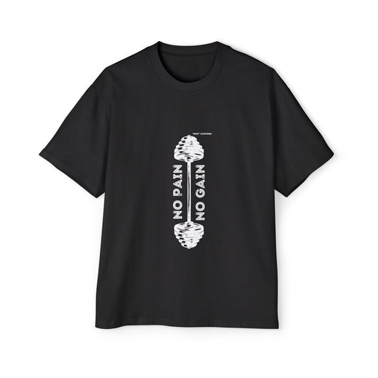 Men's Oversized Motivational Tee - 'No Pain, No Gain' Black Shirt. Tnuc™ Clothing