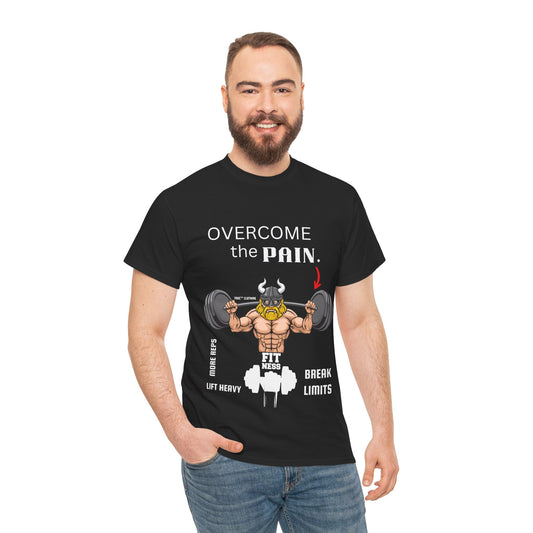 Motivational Fitness Tee - 'Overcome the Pain' Unisex Heavy Cotton Shirt