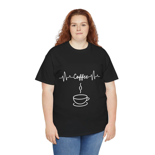 Coffee Heartbeat Unisex Heavy Cotton Tee - Perfect for Coffee Lovers