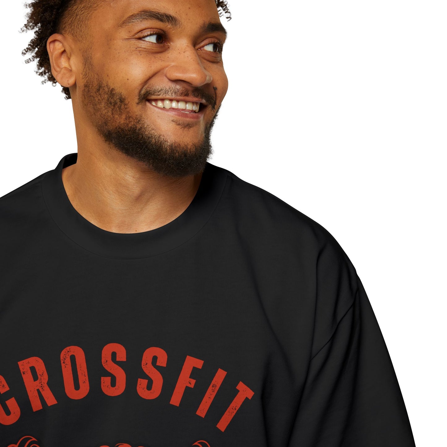 Motivational Men's Heavy Oversized Tee - CrossFit Fitter, Stronger, Faster