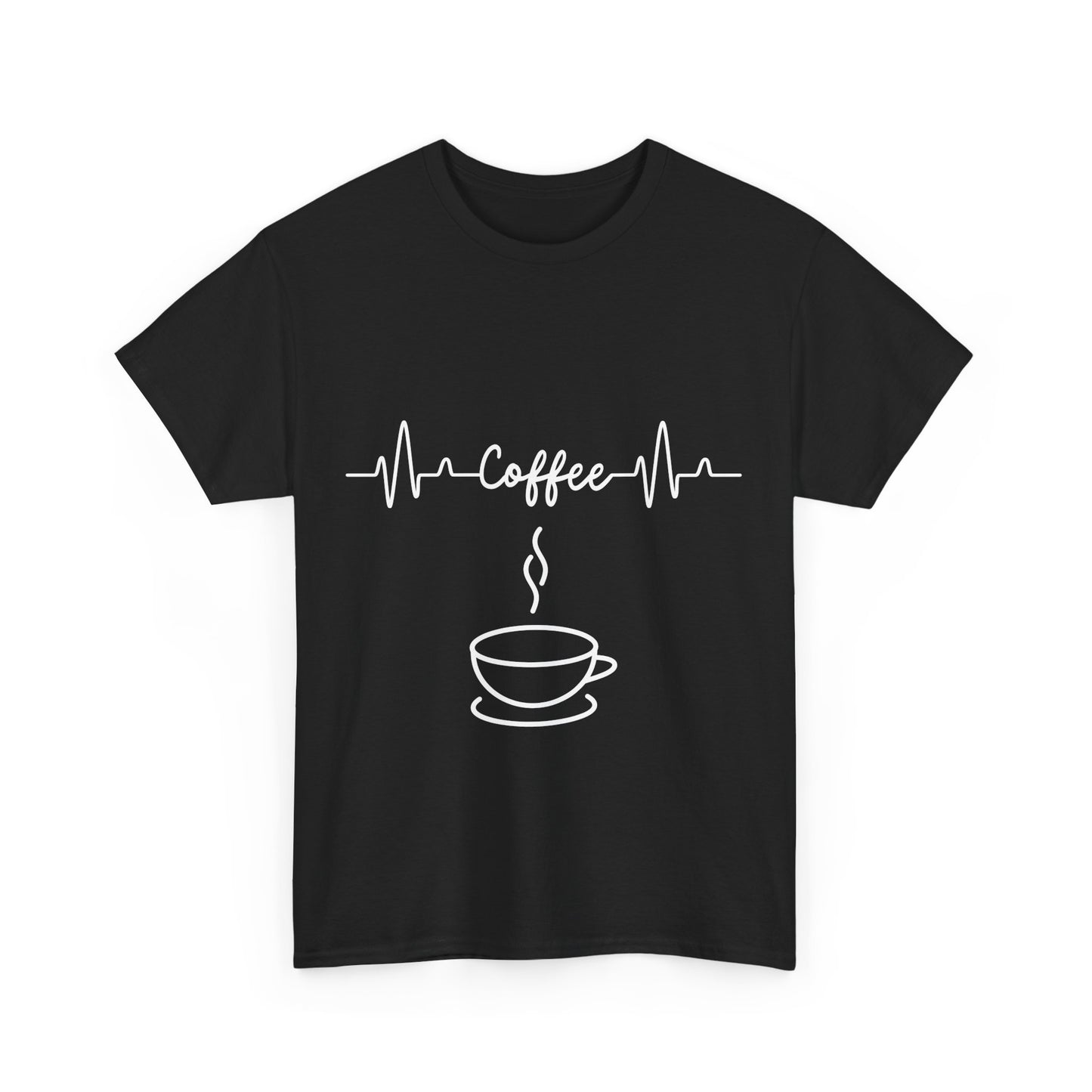 Coffee Heartbeat Unisex Heavy Cotton Tee - Perfect for Coffee Lovers