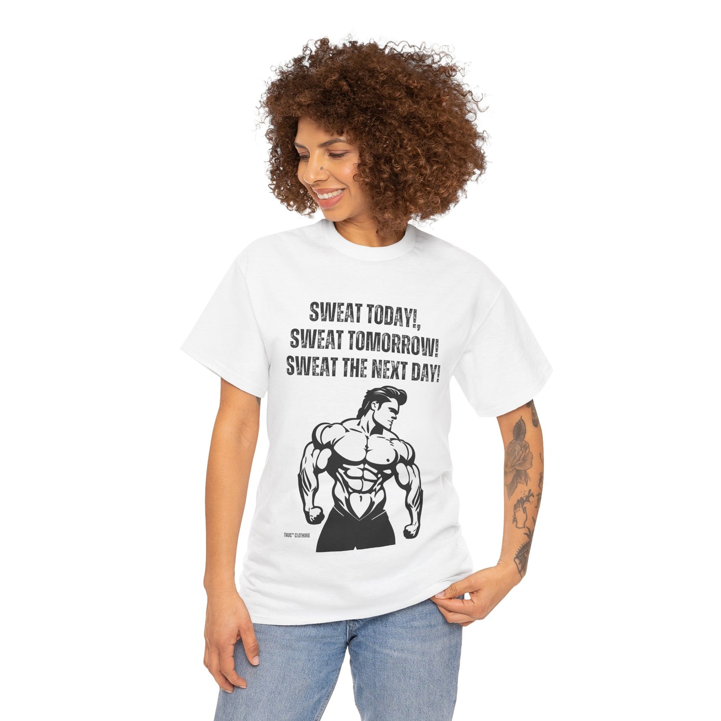 Motivational Fitness Tee - "Sweat Today, Sweat Tomorrow" Unisex Heavy Cotton Tee