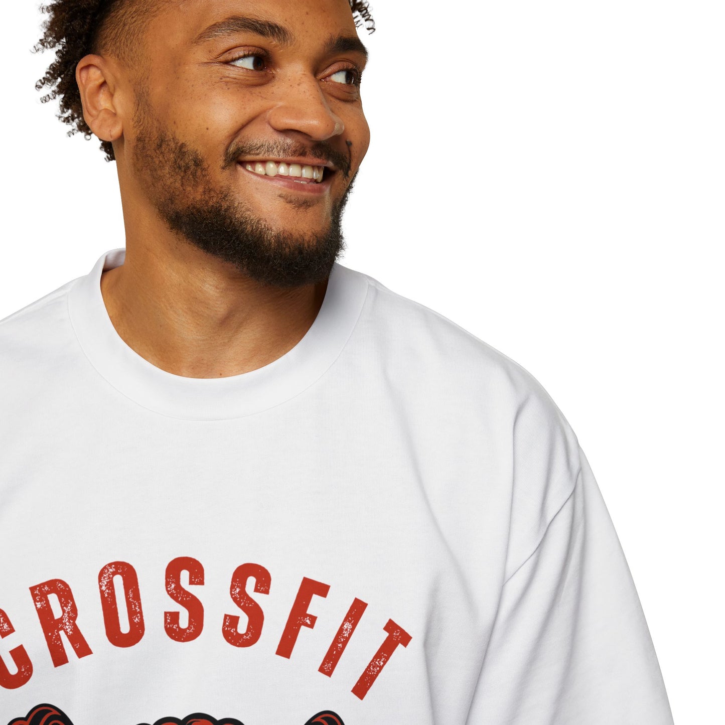 Motivational Men's Heavy Oversized Tee - CrossFit Fitter, Stronger, Faster