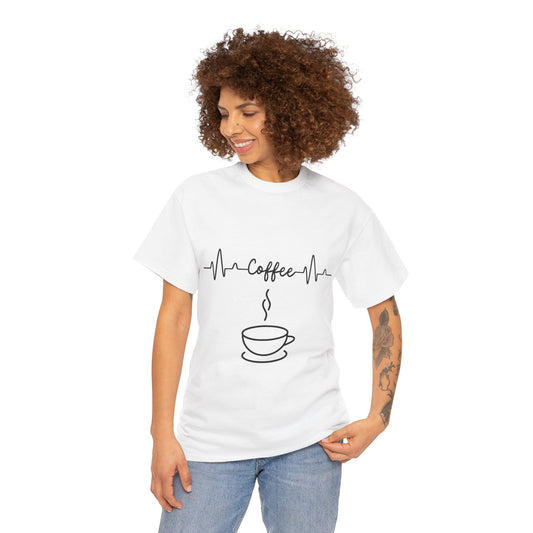 Coffee Heartbeat Unisex Heavy Cotton Tee - Perfect for Coffee Lovers