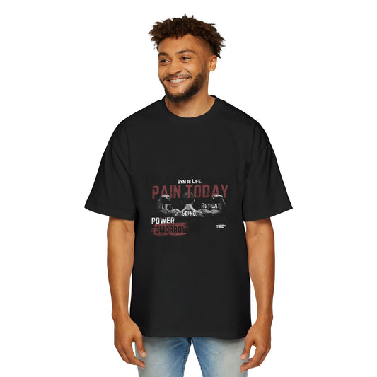 Men's Heavy Oversized Tee - 'Pain Today, Power Tomorrow' Gym Shirt Tnuc™ Clothing