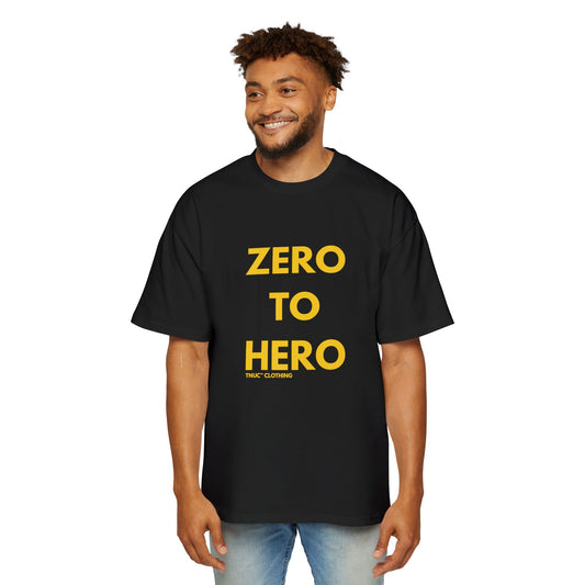 Tnuc™ Clothing Men's Heavy Oversized Tee - 'Zero to Hero' Motivational Shirt