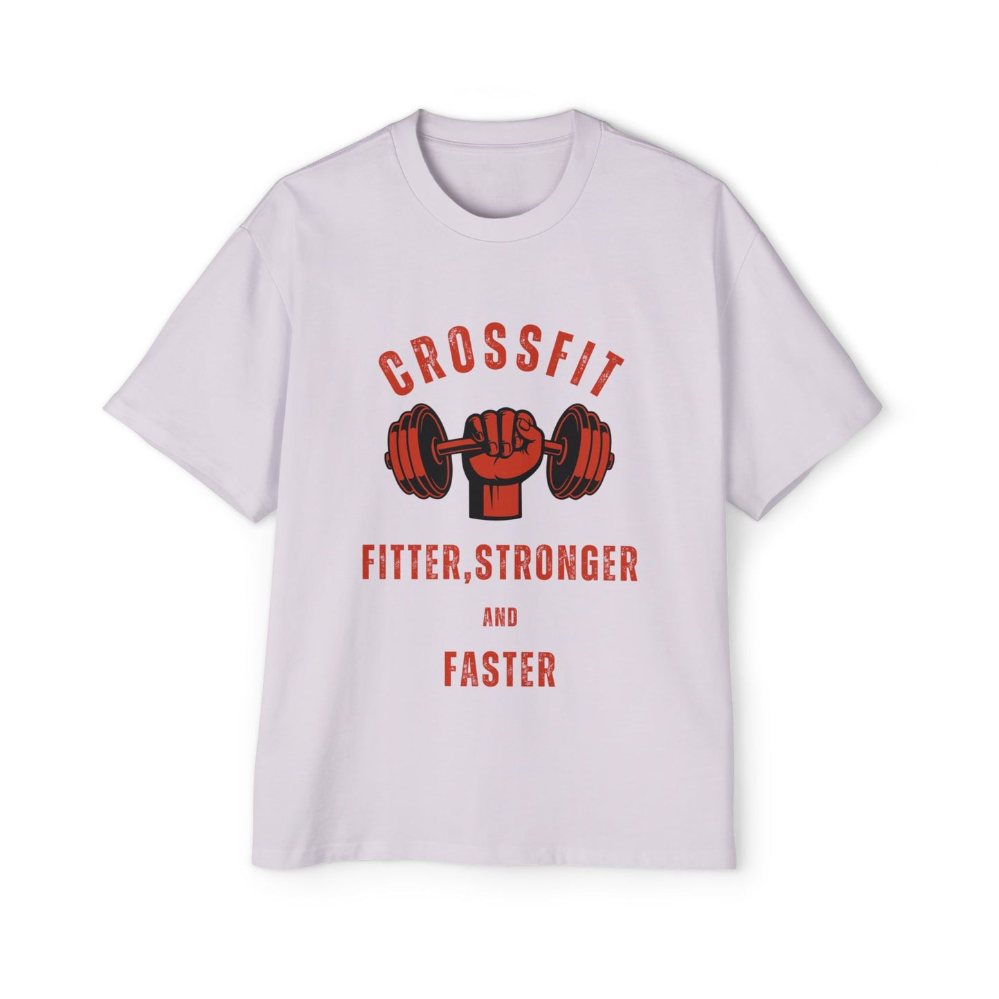 Motivational Men's Heavy Oversized Tee - CrossFit Fitter, Stronger, Faster