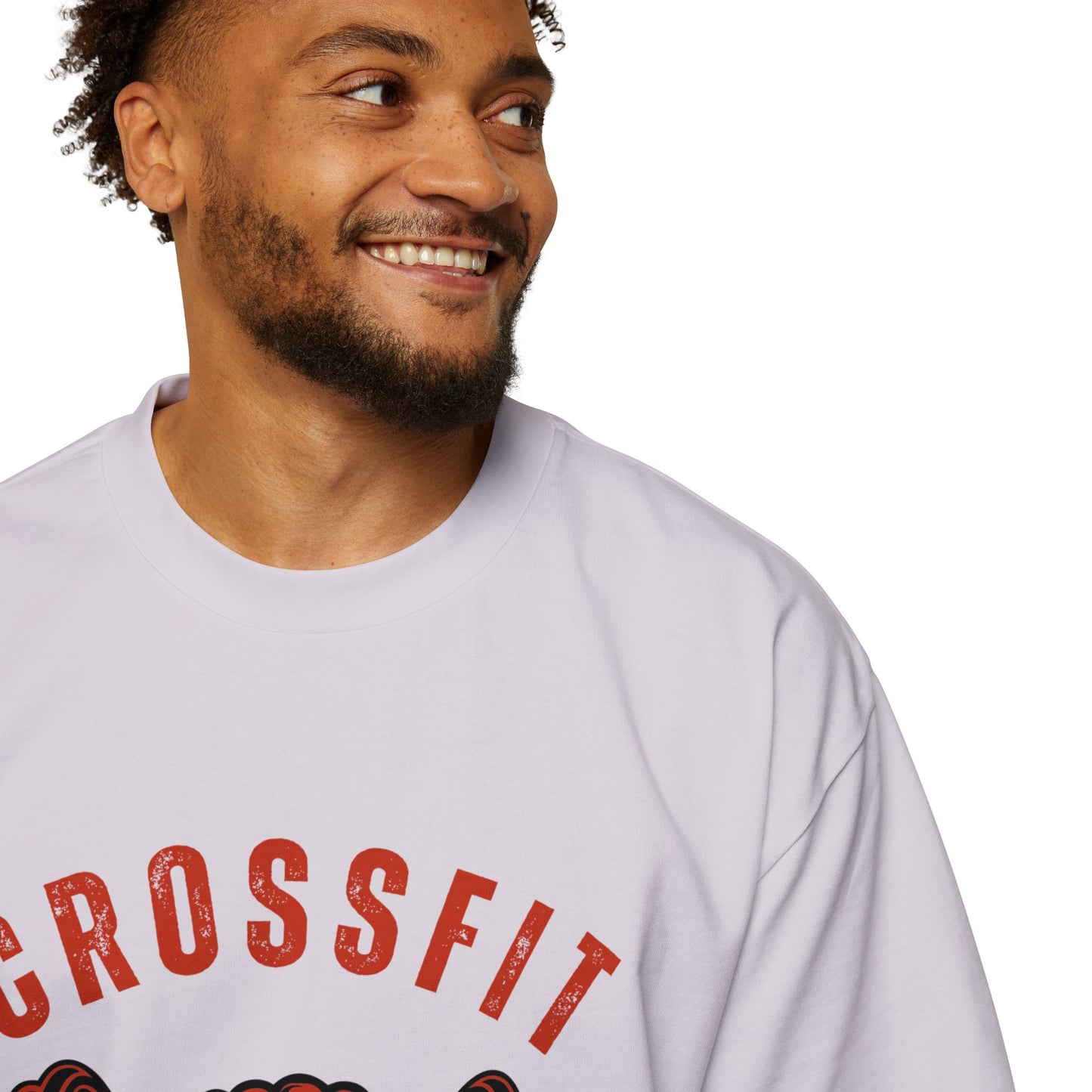 Motivational Men's Heavy Oversized Tee - CrossFit Fitter, Stronger, Faster