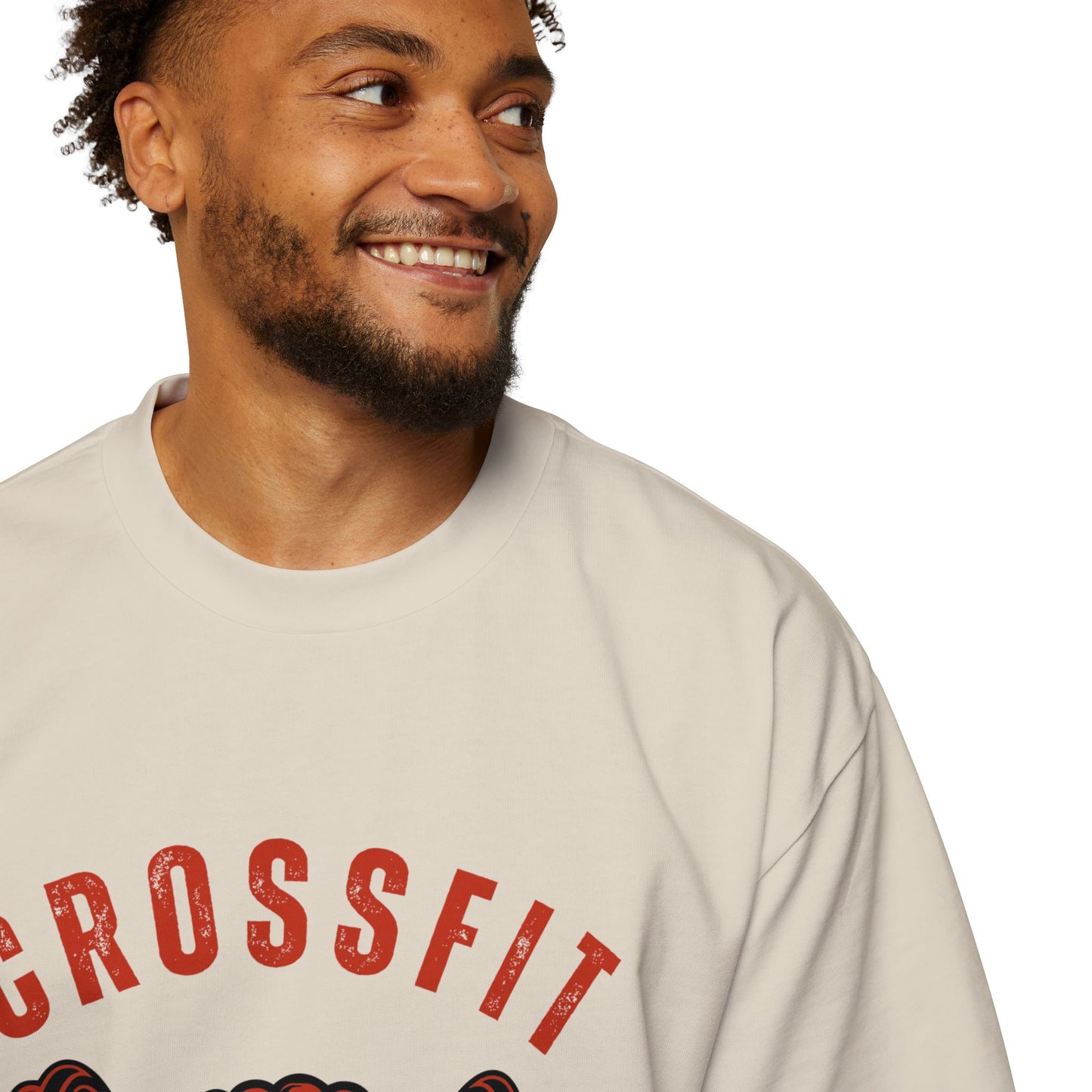 Motivational Men's Heavy Oversized Tee - CrossFit Fitter, Stronger, Faster