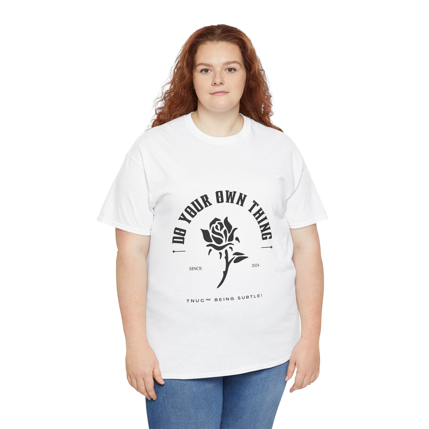 Inspirational Unisex Heavy Cotton Tee - "Do Your Own Thing" Black Rose Design