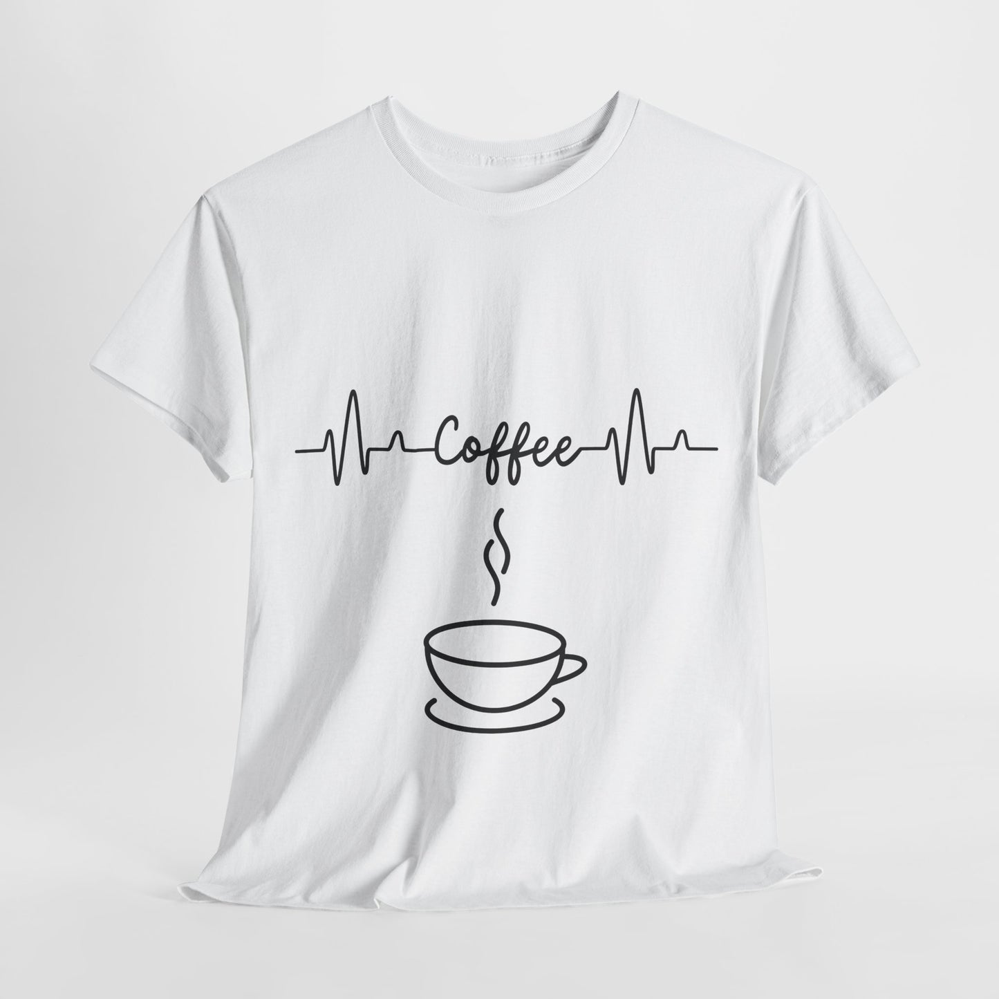 Coffee Heartbeat Unisex Heavy Cotton Tee - Perfect for Coffee Lovers