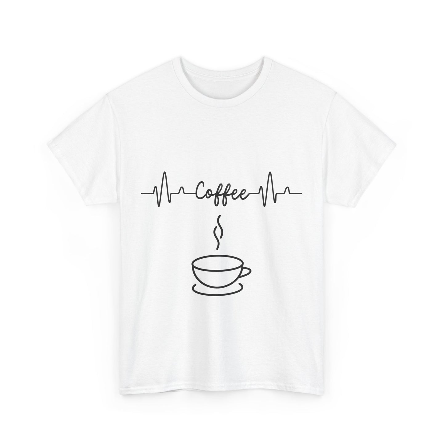 Coffee Heartbeat Unisex Heavy Cotton Tee - Perfect for Coffee Lovers