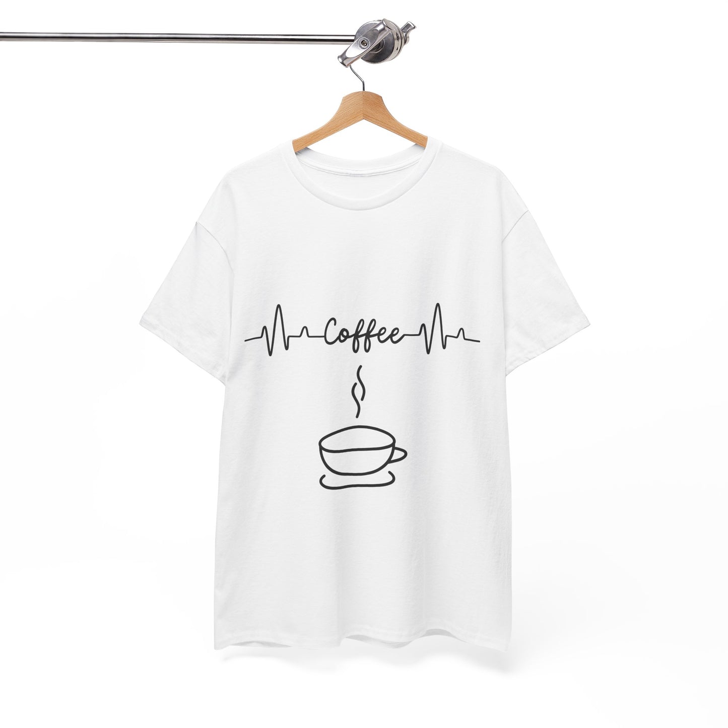 Coffee Heartbeat Unisex Heavy Cotton Tee - Perfect for Coffee Lovers