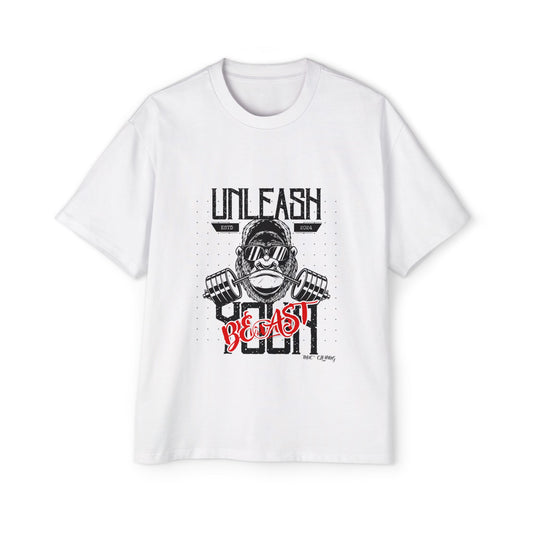 Men's Heavy Oversized Tee - Unleash the Beast Fitness Shirt